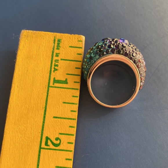 Swarovski Chic Purple Blue Large Statement Bauble Fashion Ring - Picture 15 of 16